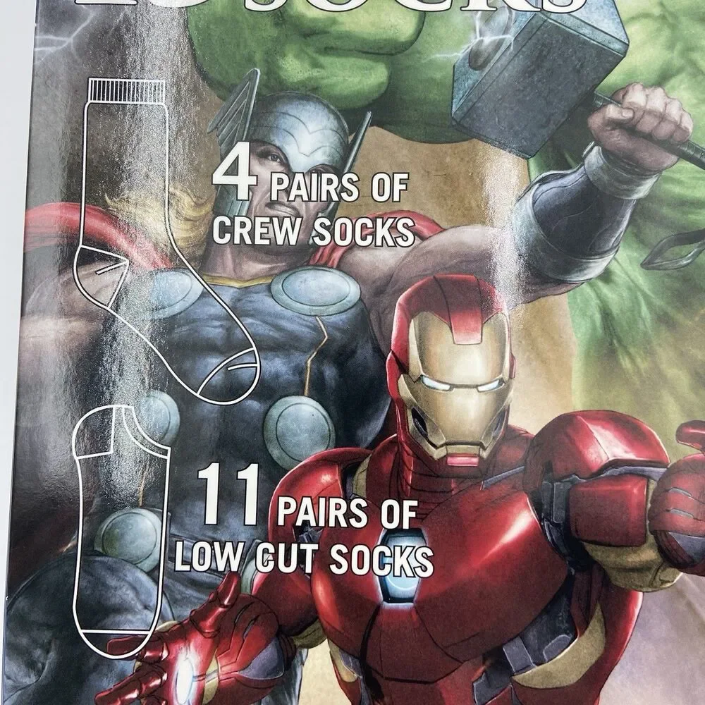 Men's (6-12) Marvel 15 Days of Socks Advent Calendar 15pk NEW Gift Christmas